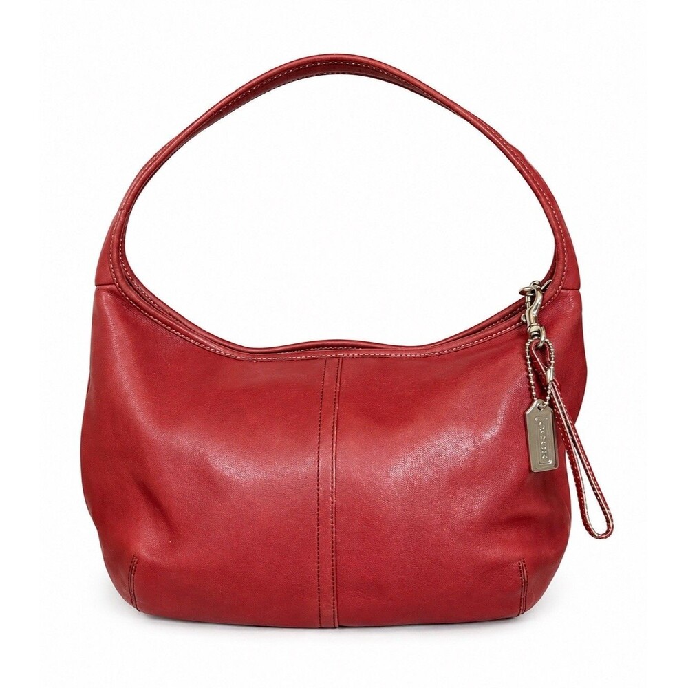 Coach Ergo 9219 Red Leather Hobo Shoulder Bag Y2K Vintage Zip Purse